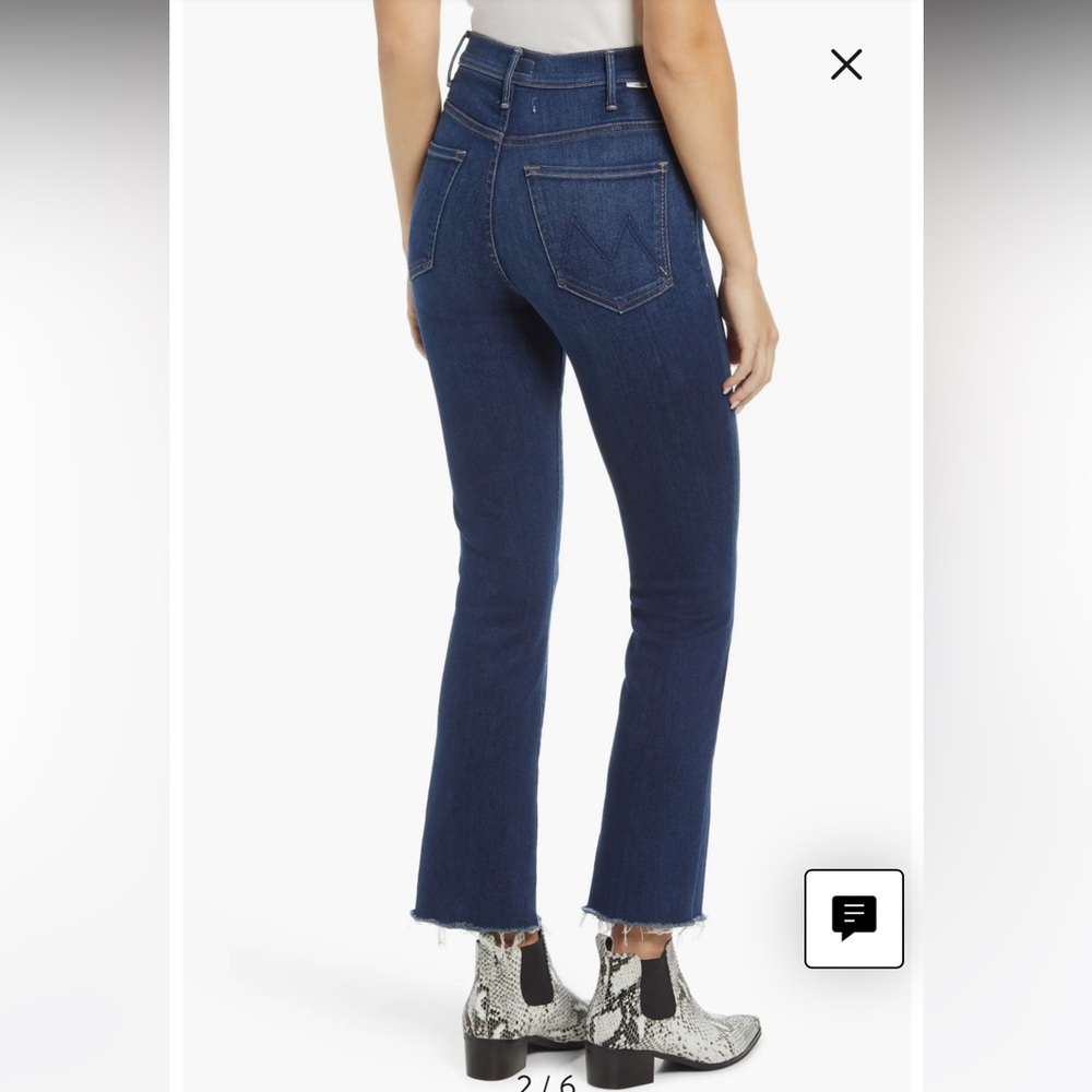 MOTHER The Hustler Frayed High Waist Ankle Flare Jeans- in Home Movie Wash